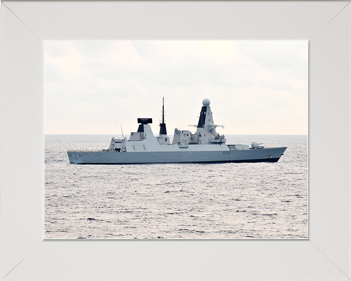 HMS Dauntless (D33) Royal Navy Type 45 Destroyer High Starboard Beam Photo Print Wall Art Decor Posters, Prints, & Visual Artwork Hampshire Prints 10 x 8 White Frame No