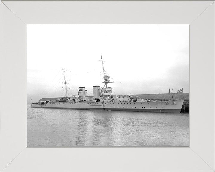 HMS Raleigh (1919) Photo Print - Alongside 1921 - Royal Navy Hawkins Class Cruiser Hampshire Prints 10 x 8 White Frame No