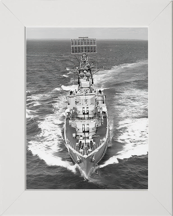 HMS Barrosa (D68) Royal Navy Battle Class Destroyer Bow View Photo Print Wall Art Decor Posters, Prints, & Visual Artwork Hampshire Prints 10 x 8 White Frame No