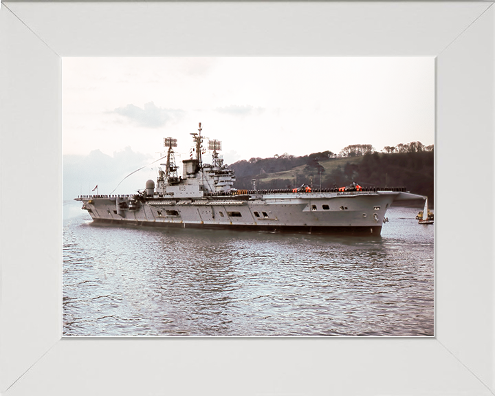 HMS Ark Royal (R09) Royal Navy Audacious Class Aircraft Carrier Paying Off Photo Print Wall Art Decor Posters, Prints, & Visual Artwork Hampshire Prints 10 x 8 White Frame No
