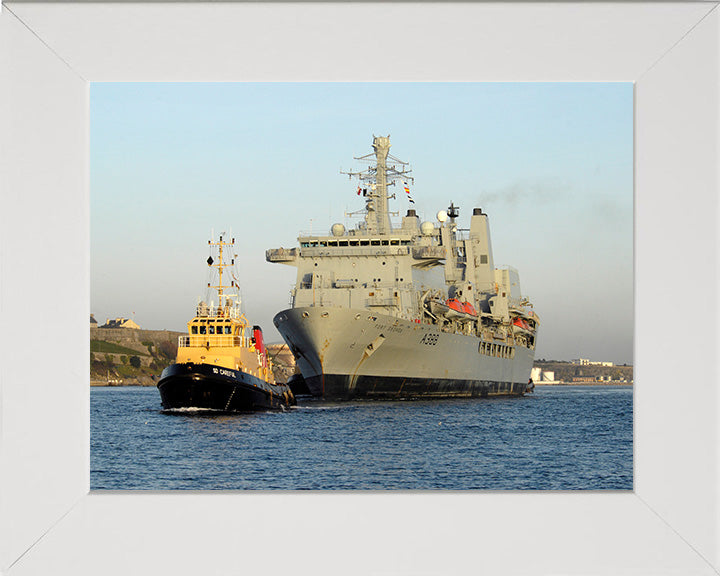 RFA Fort George (A388) Photo Print - With Tug - Royal Fleet Auxiliary Fort Class Tanker Hampshire Prints 10 x 8 White Frame No