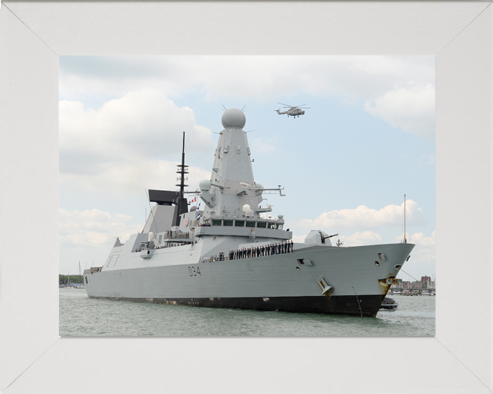 HMS Diamond (D34) Photo Print - Homecoming 2014 - Royal Navy Type 45 Destroyer Posters, Prints, & Visual Artwork Hampshire Prints 10 x 8 White Frame No