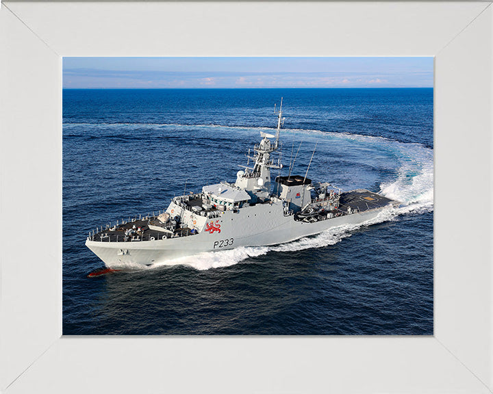HMS Tamar (P233) Photo Print - Starboard Turn - Royal Navy River Class Patrol Vessel Hampshire Prints 10 x 8 White Frame No