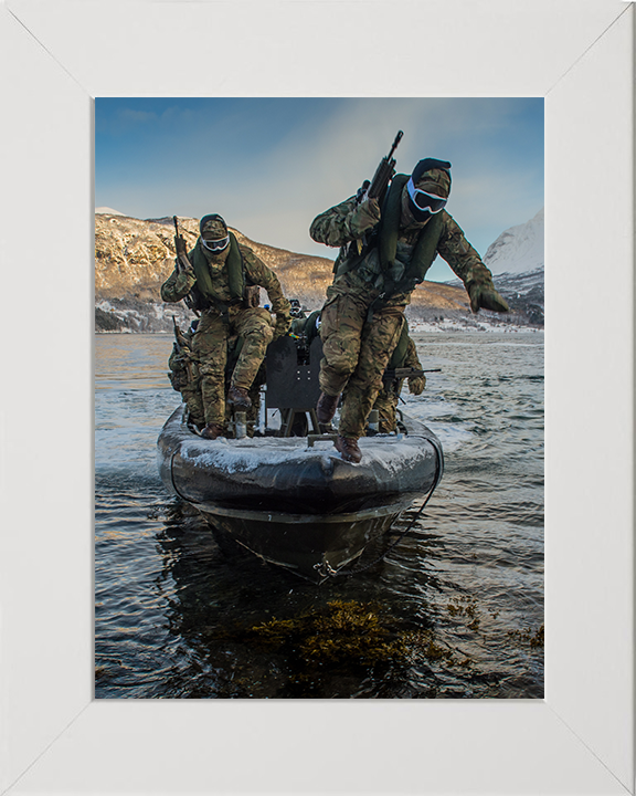 Royal Marines Commandos During a cold weather beach Landing exercise Photo Print Hampshire Prints 10 x 8 White Frame No