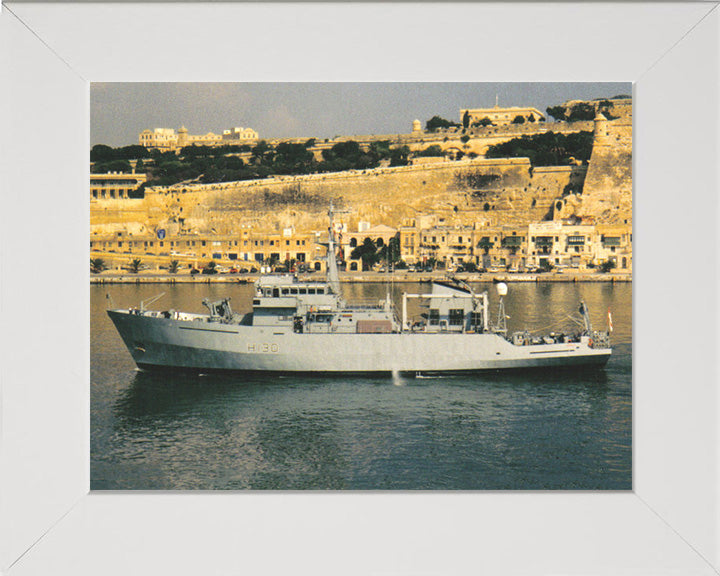 HMS Roebuck (H130) Photo Print - Valletta Malta - Royal Navy Coastal Survey Vessel Hampshire Prints 10 x 8 White Frame No