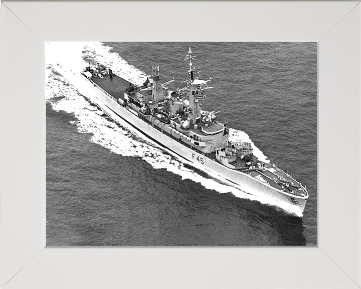 HMS Minerva (F45) Photo Print - at sea - Royal Navy Leander Class Frigate Posters, Prints, & Visual Artwork Hampshire Prints 10 x 8 White Frame No