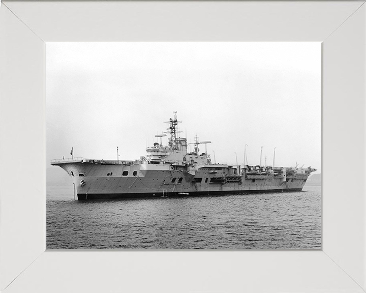 HMS Ark Royal (R09) Royal Navy Audacious Class Aircraft Carrier Low Port Side View Photo Print Wall Art Decor Posters, Prints, & Visual Artwork Hampshire Prints 10 x 8 White Frame No