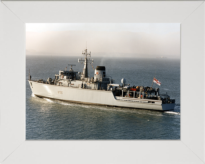 HMS Bicester (M36) Photo Print - Leaving Portsmouth 1997 - Royal Navy Hunt Class Mine Warfare Vessel