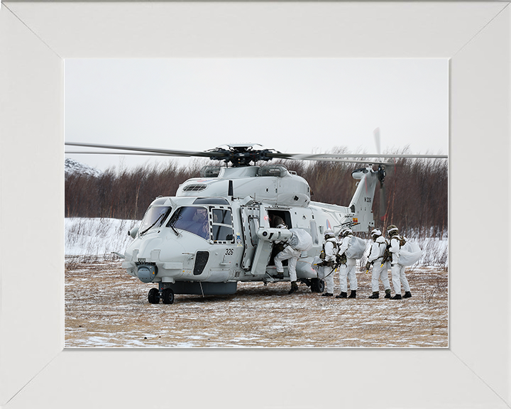 Royal Marines board a Royal Netherlands Marine Corps NH90 Helicopter Photo Print 40 Commando Wall Art Military Posters, Prints, & Visual Artwork Hampshire Prints 10 x 8 White Frame No