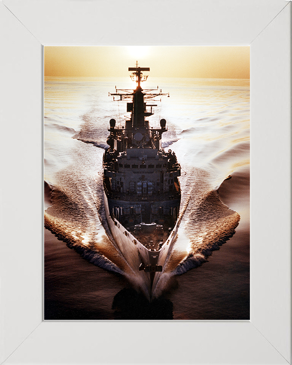 HMS Boxer (F92) Royal Navy Type 22 Frigate At Sunset 1997 Photo Print Wall Art Decor Posters, Prints, & Visual Artwork Hampshire Prints 10 x 8 White Frame No