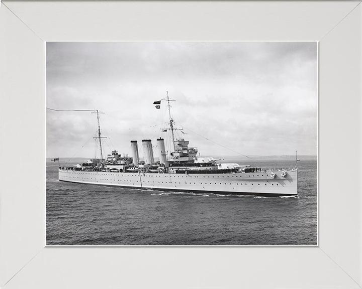 HMS Cornwall (56) Royal Navy County Class Heavy Cruiser Starboard View Photo Print Wall Art Decor Posters, Prints, & Visual Artwork Hampshire Prints 10 x 8 White Frame No