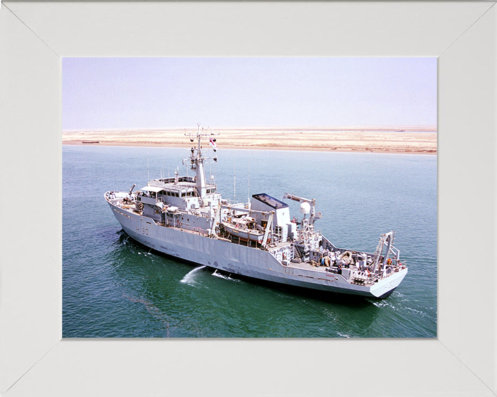 HMS Roebuck (H130) Photo Print - Umm Qasr 2003 - Royal Navy Coastal Survey Vessel Posters, Prints, & Visual Artwork Hampshire Prints 10 x 8 White Frame No