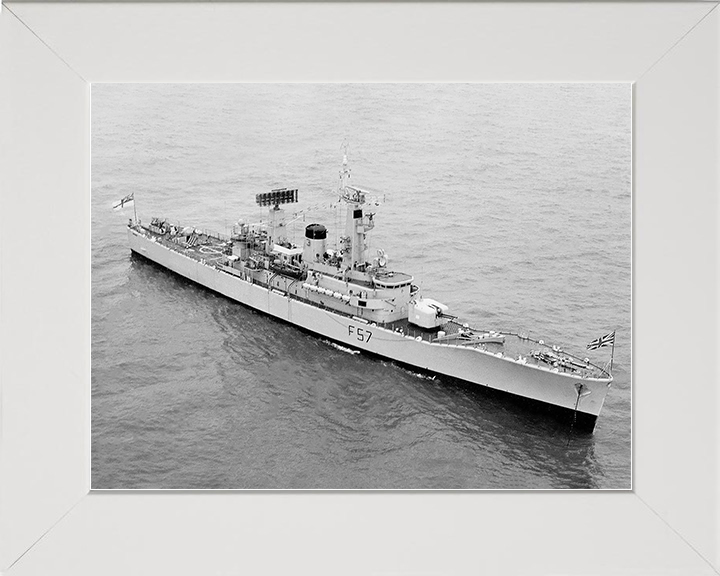 HMS Andromeda (F57) Royal Navy Leander Class Frigate High Starboard Bow View Photo Print Wall Art Decor Posters, Prints, & Visual Artwork Hampshire Prints 10 x 8 White Frame No
