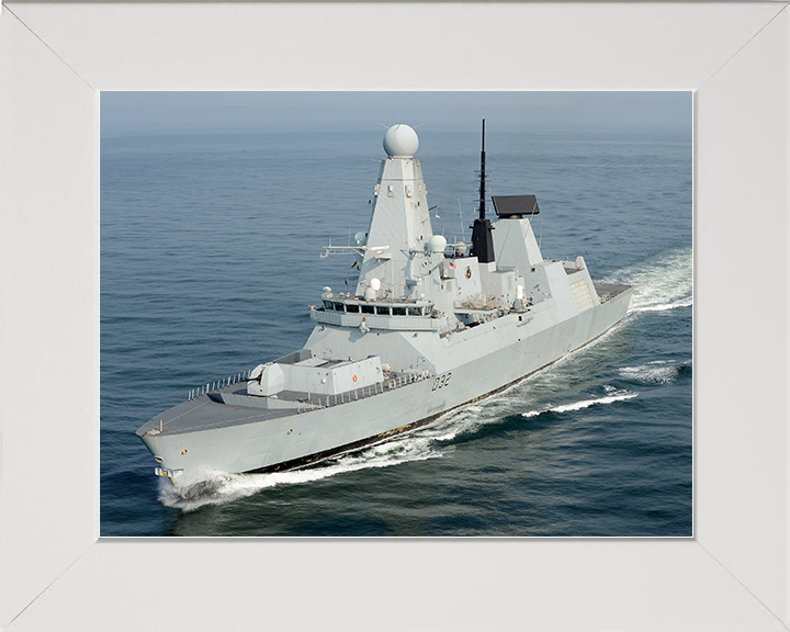 HMS Daring (D32) Royal Navy Type 45 Destroyer Underway Port Side View Photo Print Wall Art Decor Posters, Prints, & Visual Artwork Hampshire Prints 10 x 8 White Frame No