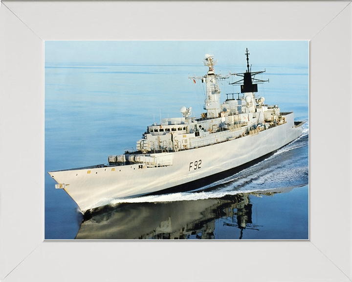 HMS Boxer (F92) Royal Navy Type 22 Frigate Port Side Reflections Photo Print Wall Art Decor Posters, Prints, & Visual Artwork Hampshire Prints 10 x 8 White Frame No