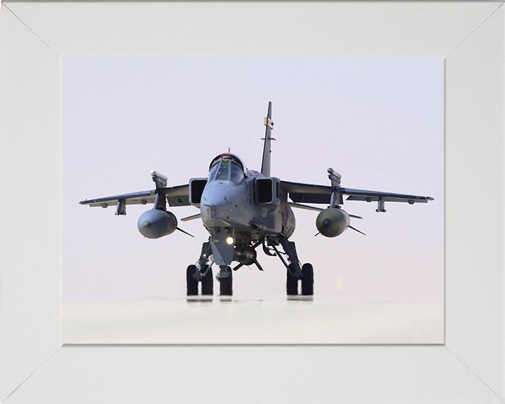 RAF Jaguar Taking off in Oman 2005 Photo Print - Royal Air Force Aircraft Posters, Prints, & Visual Artwork Hampshire Prints 10 x 8 White Frame No