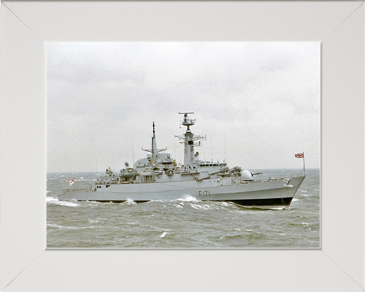 HMS Active (F171) Royal Navy Type 21 Frigate Photo Print Underway Warship Wall Art Posters, Prints, & Visual Artwork Hampshire Prints 10 x 8 White Frame No