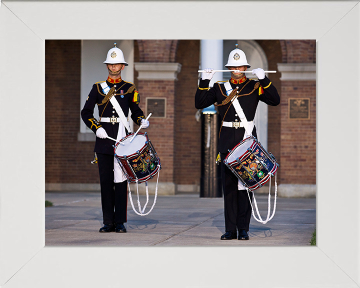 Royal Marines Band Service Drummers Photo Print Hampshire Prints 10 x 8 White Frame No