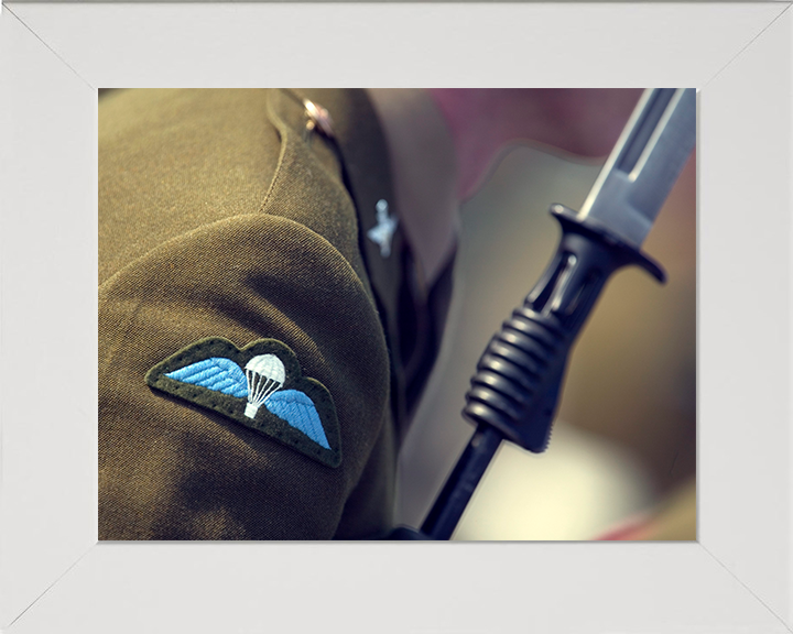 Army Parachutist Wings Closesup Photo Print - British Army Hampshire Prints 10 x 8 White Frame No