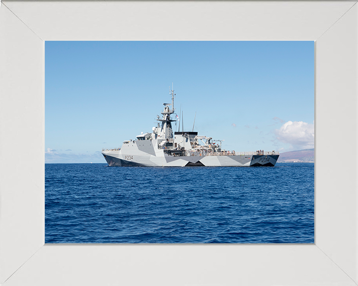 HMS Spey (P234) Photo Print - Honolulu 2021 - Royal Navy River Class Patrol Vessel Hampshire Prints 10 x 8 White Frame No