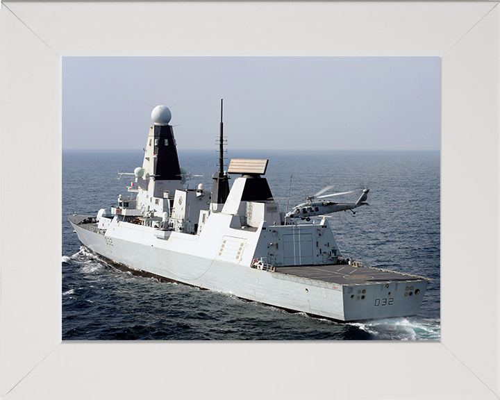 HMS Daring (D32) Photo Print - With Seahawk Helicopter 2012 - Royal Navy Type 45 Destroyer Posters, Prints, & Visual Artwork Hampshire Prints 10 x 8 White Frame No