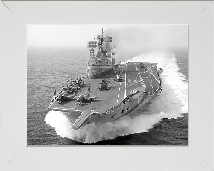 HMS Ark Royal (R09) Royal Navy Audacious Class Aircraft Carrier Underway Photo Print Wall Art Decor Posters, Prints, & Visual Artwork Hampshire Prints 10 x 8 White Frame No