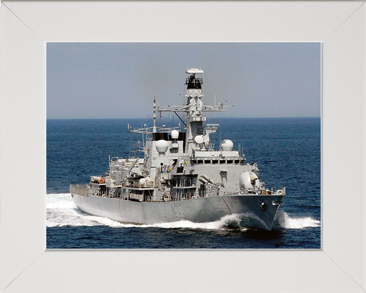 HMS Argyll (F231) Royal Navy Type 23 Frigate At Sea 2004 Photo Print Wall Art Decor Posters, Prints, & Visual Artwork Hampshire Prints 10 x 8 White Frame No