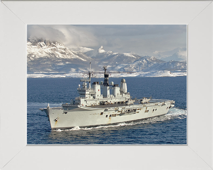 HMS Ark Royal (R07) Royal Navy Invincible Class Aircraft Carrier Norway 2008 Photo Print Wall Art Decor Posters, Prints, & Visual Artwork Hampshire Prints 10 x 8 White Frame No