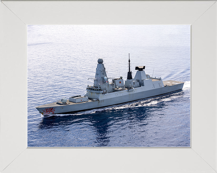 HMS Dragon (D35) Royal Navy Type 45 Destroyer off Cyprus 2026 Photo Print Wall Art Poster Posters, Prints, & Visual Artwork Hampshire Prints 10 x 8 White Frame No