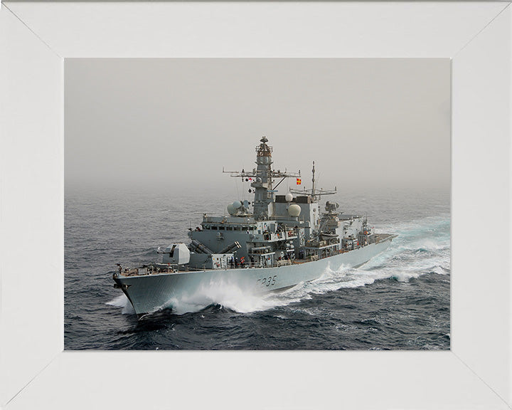HMS Monmouth (F235) Photo Print - Port Bow View - Royal Navy Type 23 Frigate Hampshire Prints 10 x 8 White Frame No