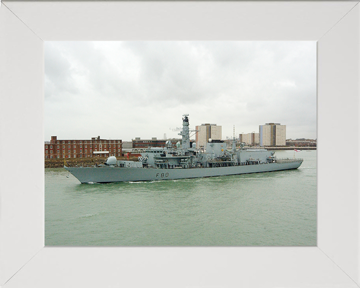 HMS Grafton (F80) Royal Navy Type 23 Frigate Leaving Portsmouth 2005 Photo Print Wall Art Decor Posters, Prints, & Visual Artwork Hampshire Prints 10 x 8 White Frame No