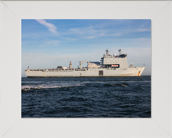 RFA Lyme Bay (L3007) Photo Print - Starboard Beam 2025 - Royal Fleet Auxiliary Bay Class Ship Hampshire Prints 10 x 8 White Frame No