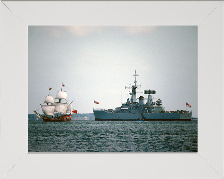 HMS Ariadne (F72) Photo Print - Yorktown 1981 - Royal Navy Leander Class Frigate Hampshire Prints 10 x 8 White Frame No