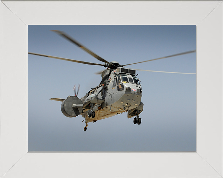 Sea King Helicopter Flying Over Afghanistan 2011 Photo Print - Royal Navy Aircraft Posters, Prints, & Visual Artwork Hampshire Prints 10 x 8 White Frame No