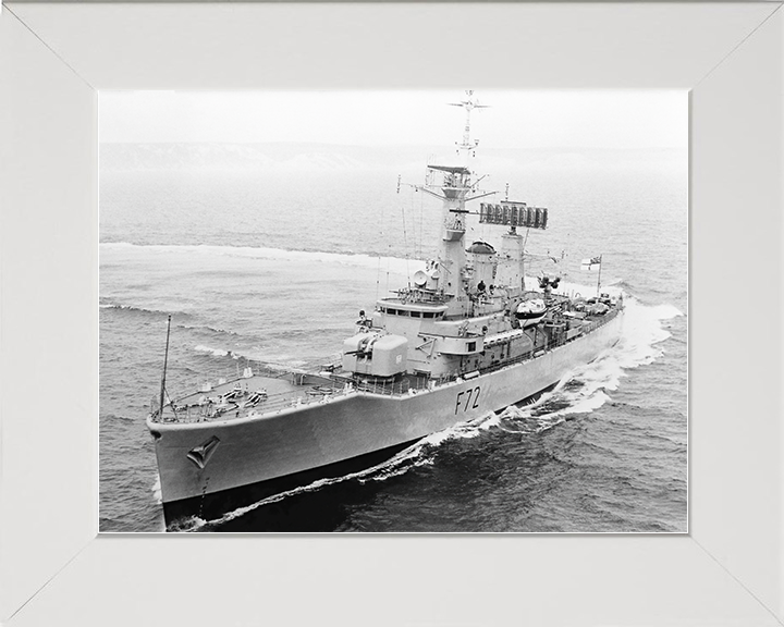 HMS Ariadne (F72) Royal Navy Leander Class Frigate Hard Turn Photo Print Wall Art Decor Posters, Prints, & Visual Artwork Hampshire Prints 10 x 8 White Frame No