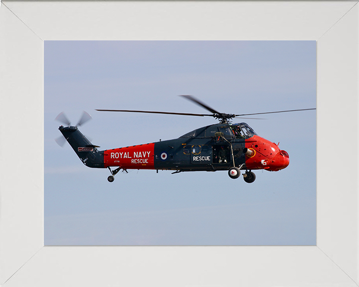 Westland Wessex HU5 Helicopter in Flight 2022 Photo Print - Royal Navy Aircraft Posters, Prints, & Visual Artwork Hampshire Prints 10 x 8 White Frame No