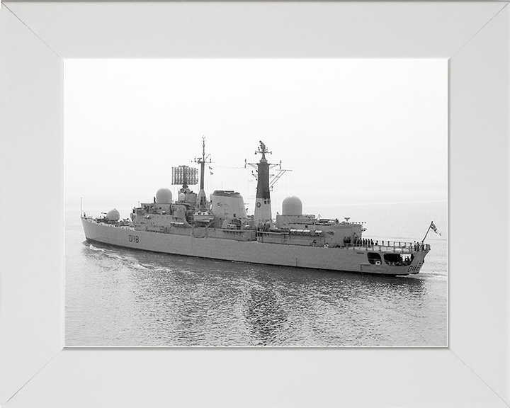 HMS Coventry (D118) Royal Navy Type 42 Destroyer Black and White Photo Print Wall Art Decor Posters, Prints, & Visual Artwork Hampshire Prints 10 x 8 White Frame No
