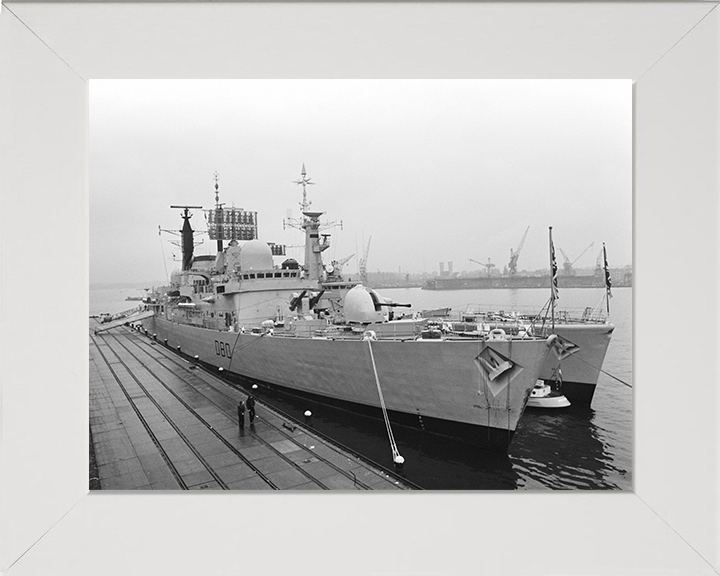 HMS Sheffield (D80) Photo Print - Amsterdam 1975 - Royal Navy Type 42 Destroyer Hampshire Prints 10 x 8 White Frame No