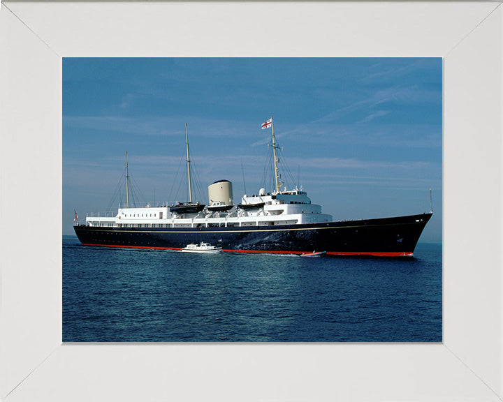 HMY Britannia Photo Print - Starboard View - Royal Navy - Royal Yacht Hampshire Prints 10 x 8 White Frame No