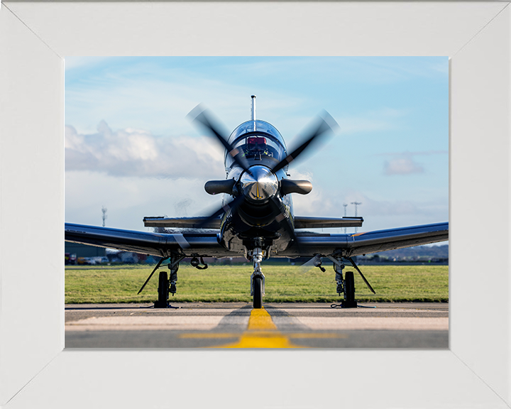 RAF Texan aircraft on a runway Photo Print - Royal Air Force Aircraft Hampshire Prints 10 x 8 White Frame No