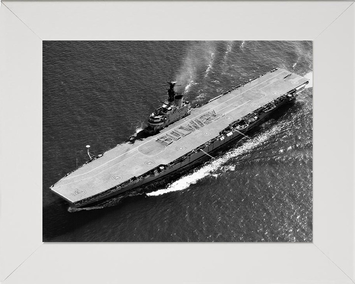 HMS Bulwark (R08) Photo Print - From the Air - Royal Navy Centaur Class Fleet Carrier Hampshire Prints 10 x 8 White Frame No