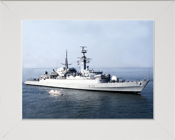 HMS Active (F171) Royal Navy Type 21 Frigate Photo Print Entering Harbour Warship Wall Art Posters, Prints, & Visual Artwork Hampshire Prints 10 x 8 White Frame No