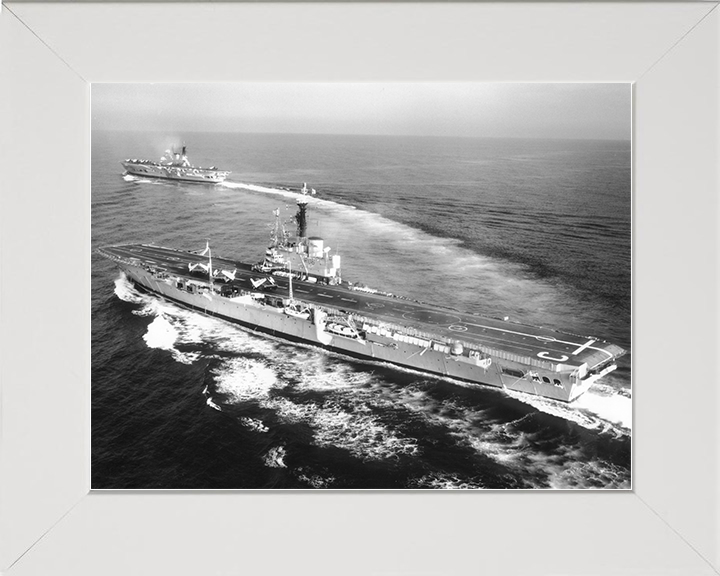 HMS Centaur (R06) Royal Navy Centaur Class Carrier High Port Side View Photo Print Wall Art Decor Posters, Prints, & Visual Artwork Hampshire Prints 10 x 8 White Frame No