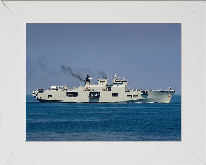HMS Ocean (L12) Photo Print - Starboard View 2016 - Royal Navy Landing Platform Helicopter Hampshire Prints 10 x 8 White Frame No