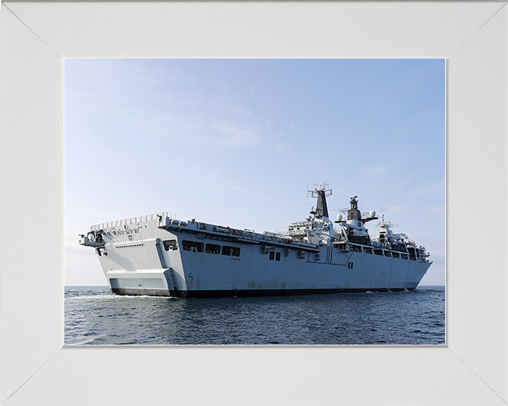 HMS Bulwark (L15) Royal Navy Albion Class Amphibious Ship Low Starboard Quarter View Photo Print Wall Art Decor Posters, Prints, & Visual Artwork Hampshire Prints 10 x 8 White Frame No