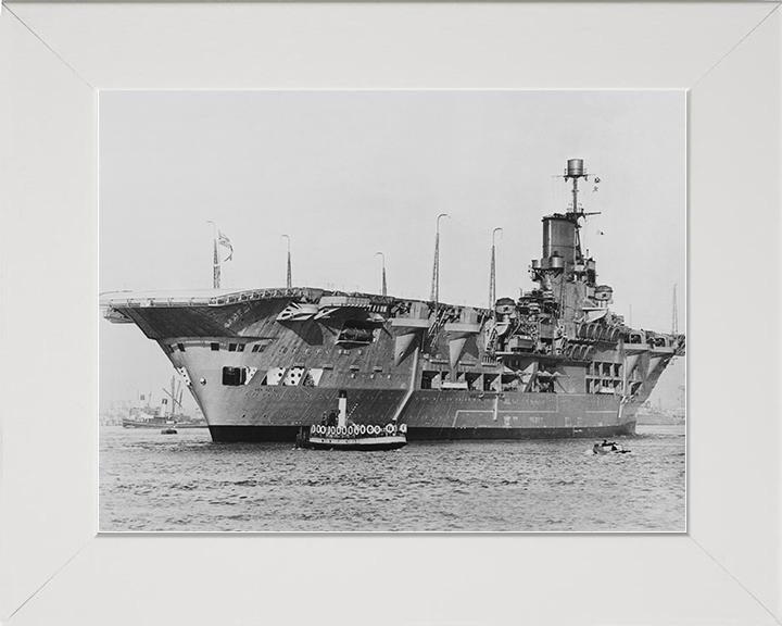 HMS Ark Royal (91) Royal Navy Aircraft Carrier At Anchor Photo Print Wall Art Decor Posters, Prints, & Visual Artwork Hampshire Prints 10 x 8 White Frame No
