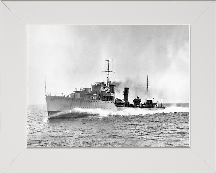 HMS Diamond (H22) Royal Navy D Class Destroyer Port Bow View Photo Print Wall Art Decor Posters, Prints, & Visual Artwork Hampshire Prints 10 x 8 White Frame No