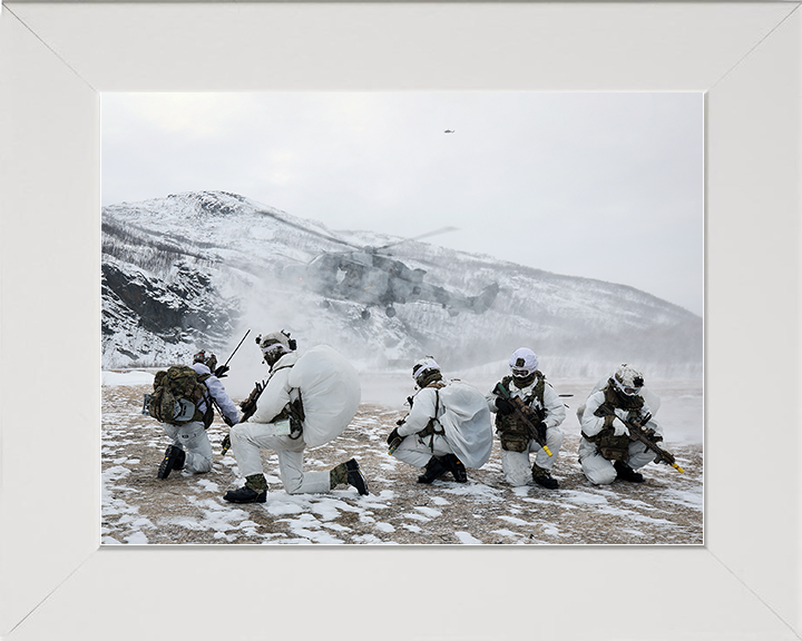 Royal Marines With Wildcat Helicopter in Norway Photo Print 40 Commando Wall Art Military Decor Posters, Prints, & Visual Artwork Hampshire Prints 10 x 8 White Frame No
