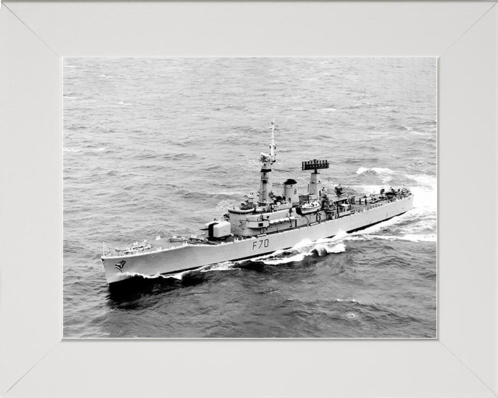HMS Apollo (F70) Royal Navy Leander Class Frigate Underway Port View Photo Print Wall Art Decor Posters, Prints, & Visual Artwork Hampshire Prints 10 x 8 White Frame No