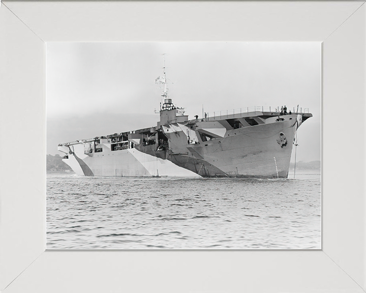 HMS Activity (D94) Royal Navy Escort Carrier Photo Print Starboard Bow View Warship Wall Art Posters, Prints, & Visual Artwork Hampshire Prints 10 x 8 White Frame No